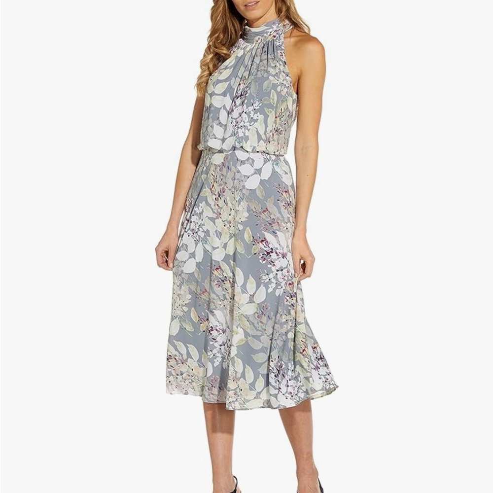 Adrianna Papell Watercolor Floral Midi Dress